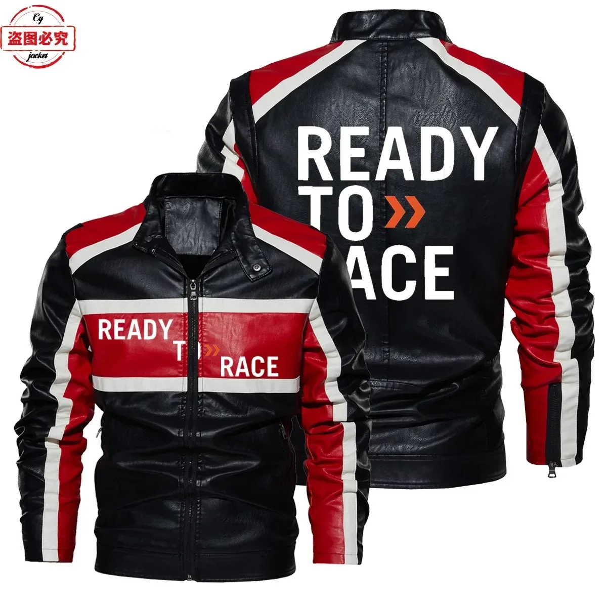 Leather Work Jacket With Hood - Jaqueta de Couro PU com Capuz