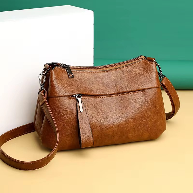 Leatherwork Letters - Bolsa de couro macia para mulheres,