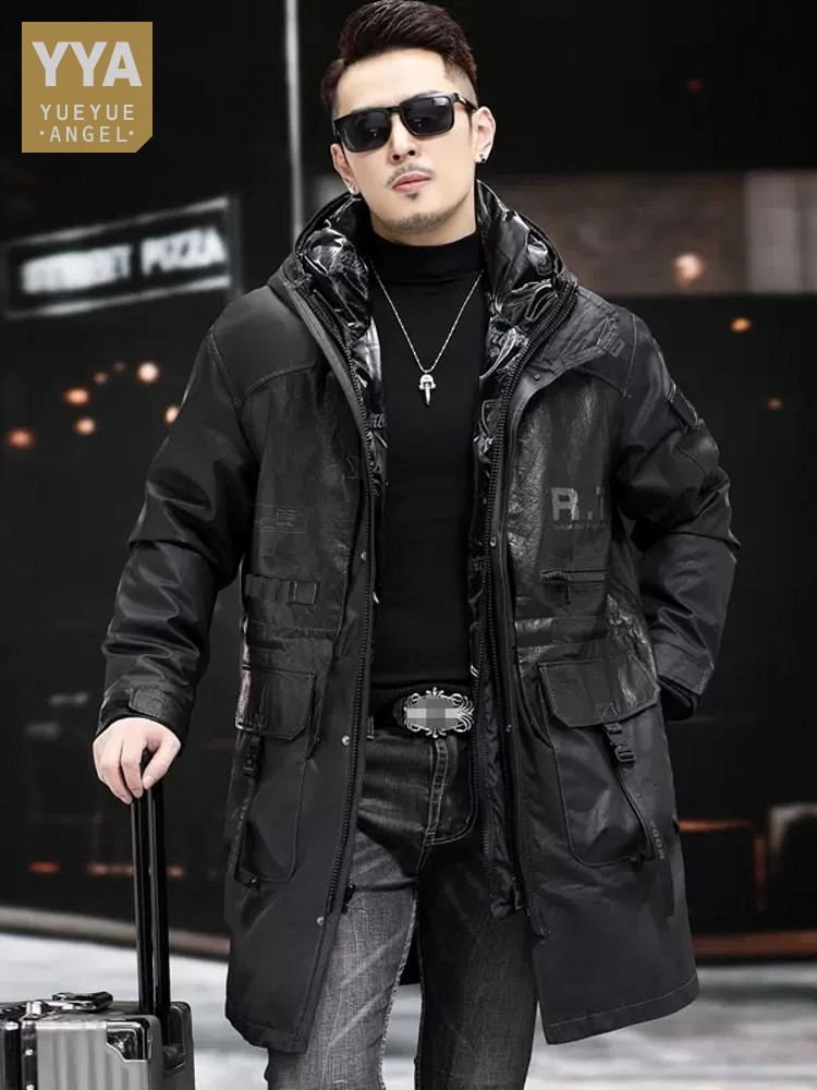 Leather Work Jacket With Hood - Inverno casaco de couro genuíno dos