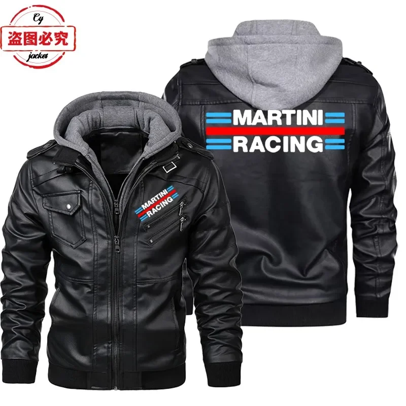 Leather Work Jacket With Hood - Jaqueta de Couro PU com Logo