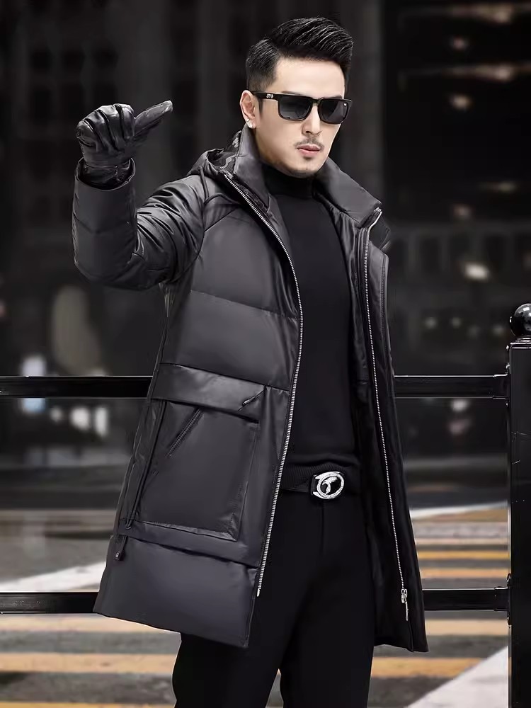 Inverno masculino grosso quent - Leather Work Jacket With Hood avaliação e preço