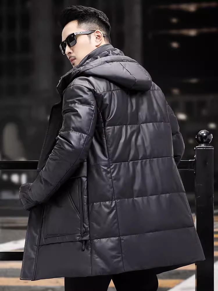 Inverno masculino grosso quent - Leather Work Jacket With Hood avaliação e preço