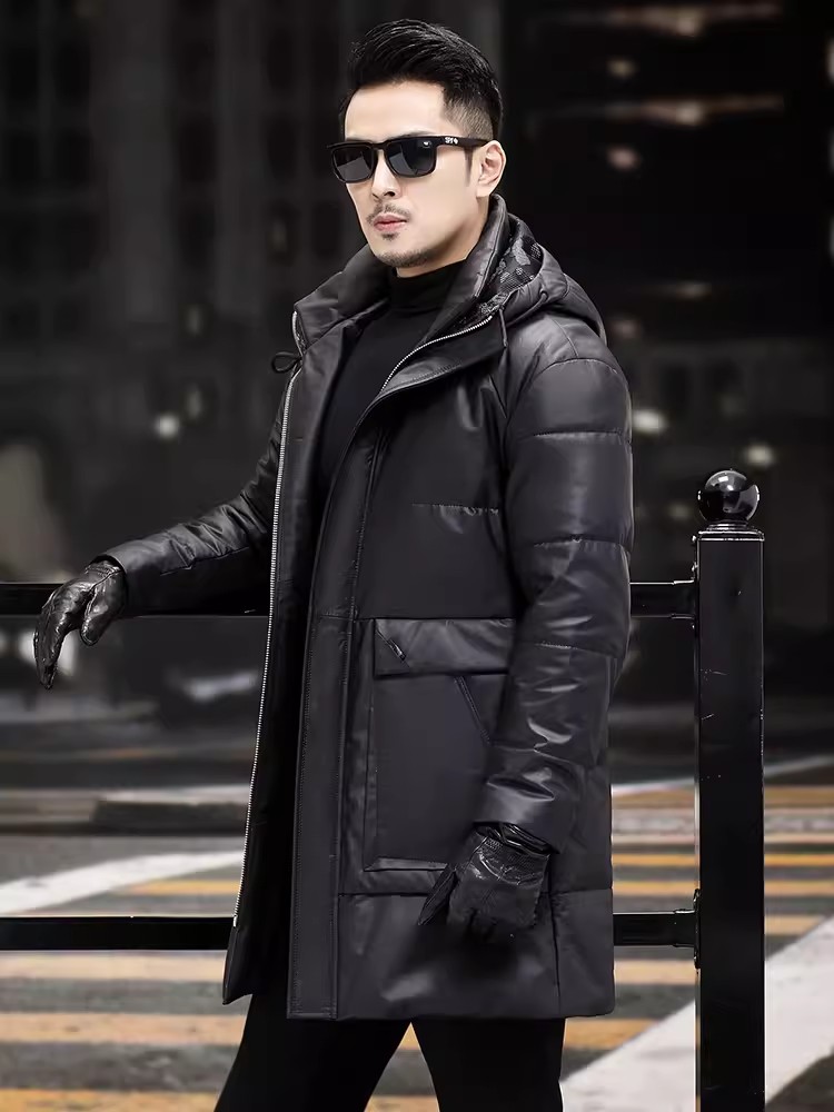 Inverno masculino grosso quent - Leather Work Jacket With Hood avaliação e preço