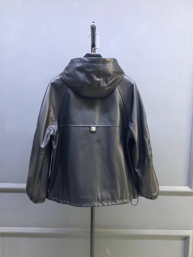 Jaqueta Curta Feminina de Cour - Leather Work Jacket With Hood avaliação e preço