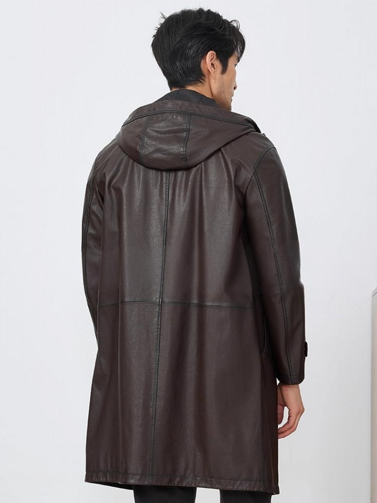 Moda masculina outono novo com - Leather Work Jacket With Hood avaliação e preço