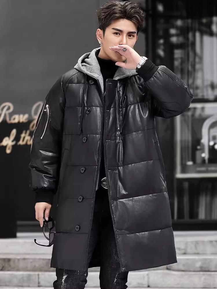 Inverno novos homens com capuz - Leather Work Jacket With Hood avaliação e preço