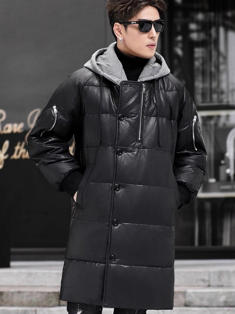 Inverno novos homens com capuz - Leather Work Jacket With Hood avaliação e preço