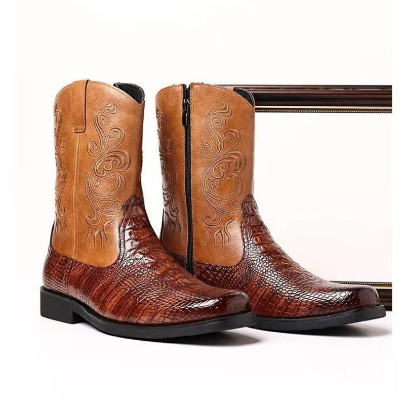 Botas masculinas bordadas retr - Leather Work Western avaliação e preço