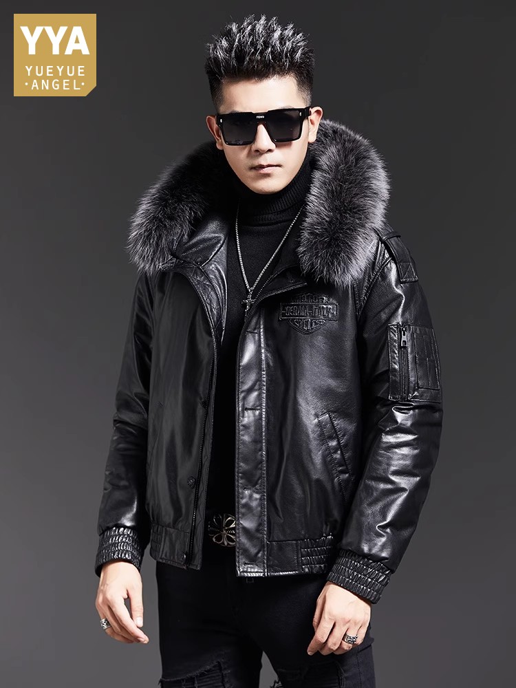 Moda masculina inverno gola de - Leather Work Jacket With Hood avaliação e preço