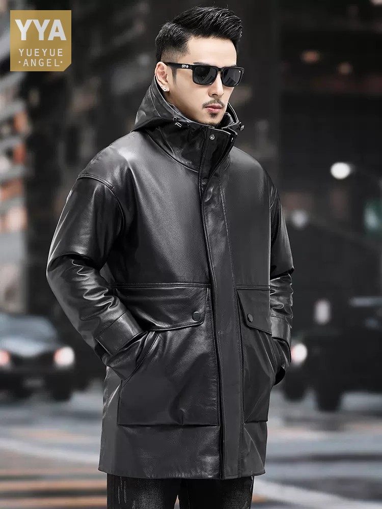 Inverno quente trabalho para b - Leather Work Jacket With Hood avaliação e preço