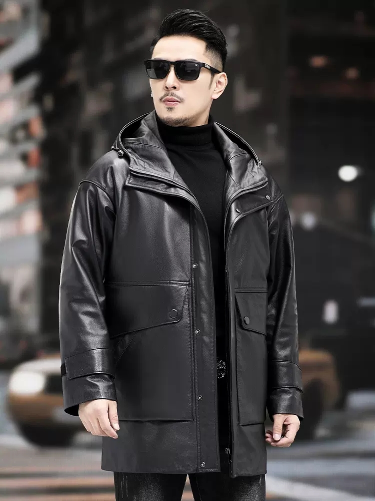 Inverno quente trabalho para b - Leather Work Jacket With Hood avaliação e preço