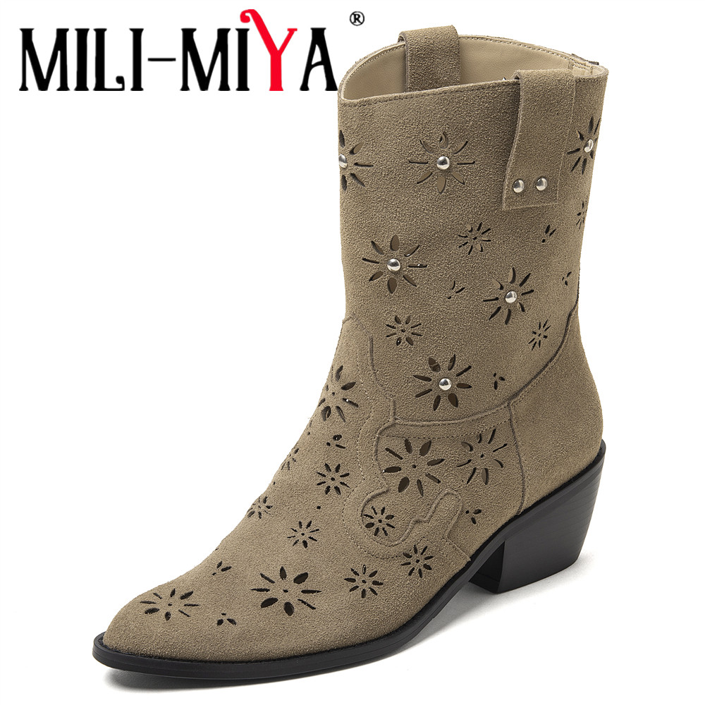 MILI-MIYA 2026 Botas Femininas - Leather Work Western avaliação e preço